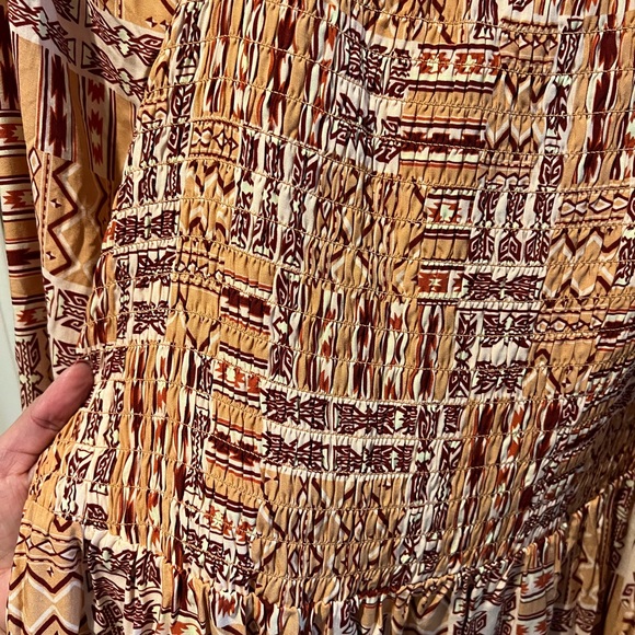 Wrangler Retro Orange and White Ruched Smocked country western cowboy Sundress - Picture 4 of 5